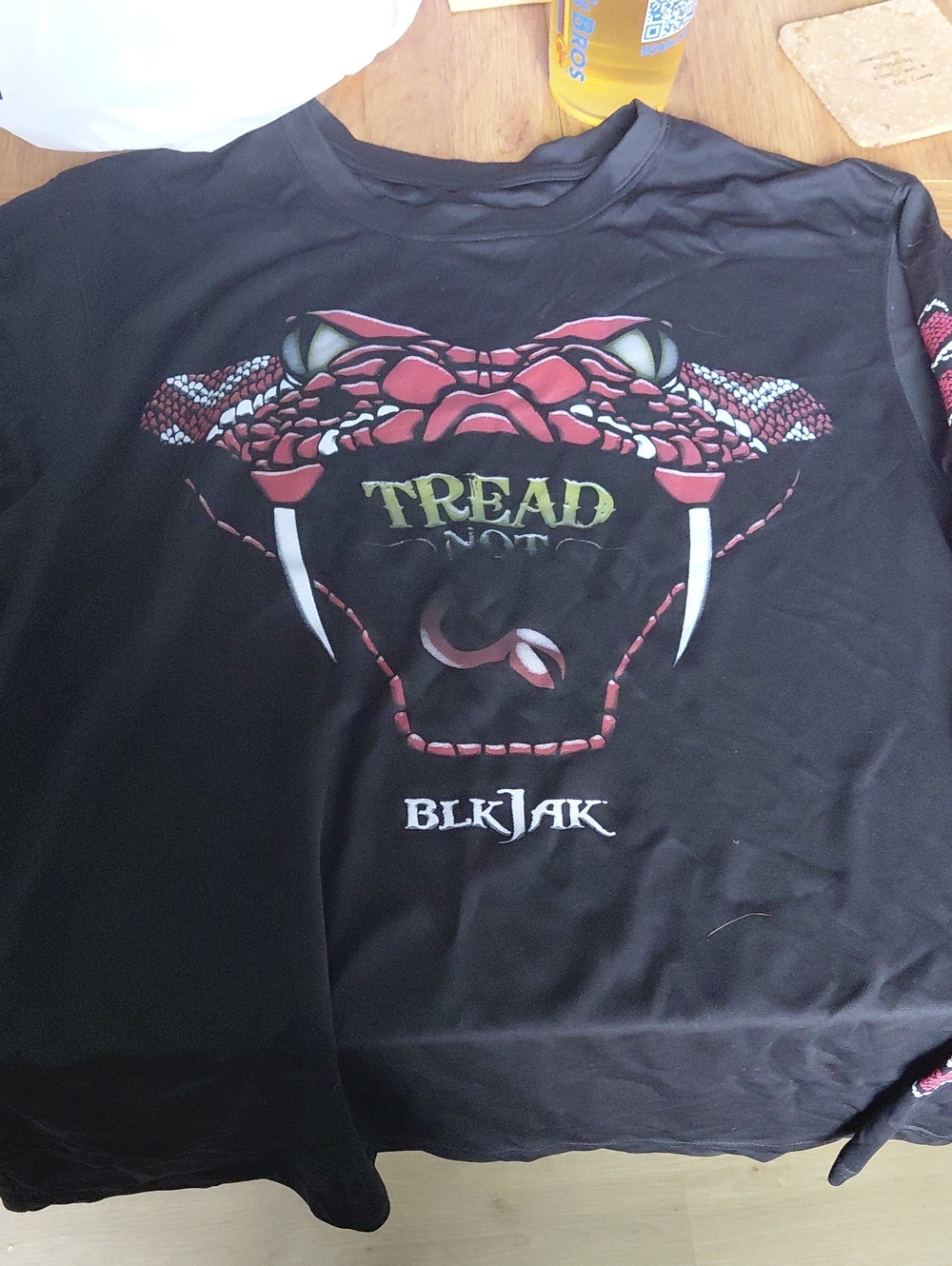 BLK JAK Men's Black Long Sleeve 'Tread Not' Snake Graphic Tee